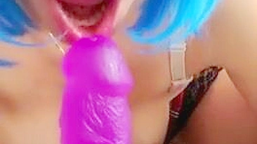 Busty Arab beauty from Lebanon sucks her toy on cam in POV