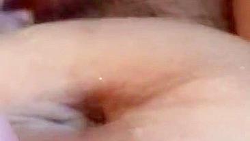 Closeup when the hairy Arab mom receives cock to play with
