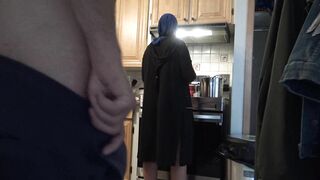 Arab mom with hijab on is ready for a huge surprise