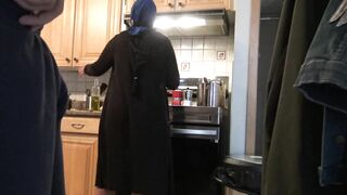 Arab mom with hijab on is ready for a huge surprise