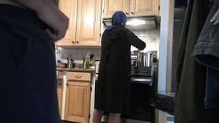 Arab mom with hijab on is ready for a huge surprise