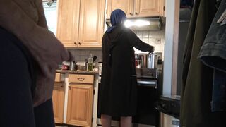 Arab mom with hijab on is ready for a huge surprise