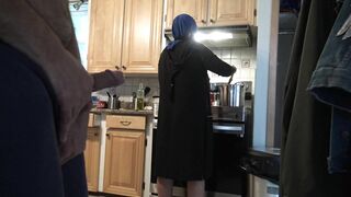 Arab mom with hijab on is ready for a huge surprise