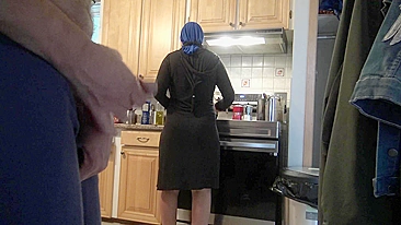 Arab mom with hijab on is ready for a huge surprise