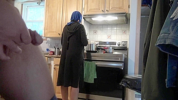 Arab mom with hijab on is ready for a huge surprise