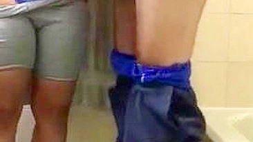 Mature mom in sexy bathroom rounds of sex with her stepson