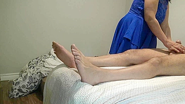 Bedroom handjob from his hot Arab mom who's horny