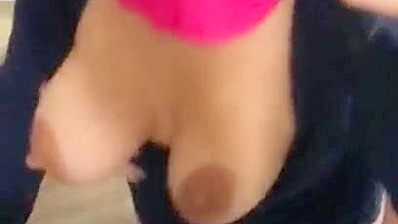 Busty Arab mom films herself topless and horny as fuck