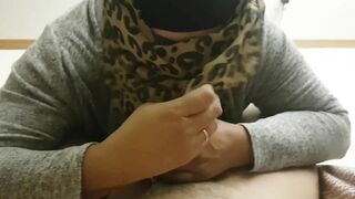 Clothed Arab mom in hijab filmed sucking dick like a slut