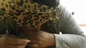 Clothed Arab mom in hijab filmed sucking dick like a slut