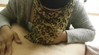 Clothed Arab mom in hijab filmed sucking dick like a slut