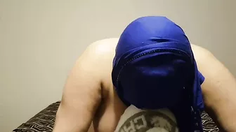 Busty mom with blue hijab sucks dick and craves sperm