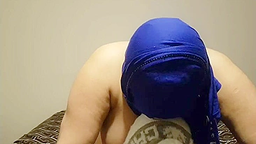 Busty mom with blue hijab sucks dick and craves sperm
