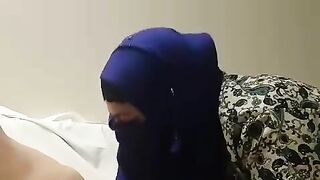 Arab wife throats cock and craves sperm on her hijab