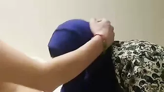 Arab wife throats cock and craves sperm on her hijab