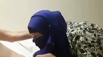Arab wife throats cock and craves sperm on her hijab