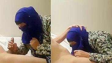 Arab wife throats cock and craves sperm on her hijab