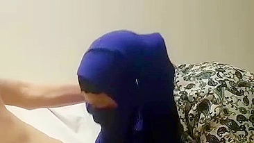 Arab wife throats cock and craves sperm on her hijab