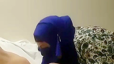 Arab wife throats cock and craves sperm on her hijab
