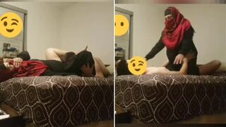 Arab mom in hijab rides dick like a whore and gets taped in secret