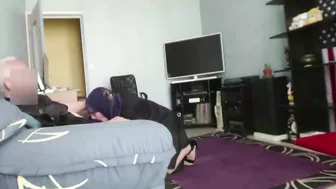 Hot turkish shemale dressing up in women's underwear and suck old cock