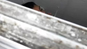 I spy on my luscious mom while she's taking a shower, dad just left for work