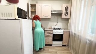 Insatiable redhead mom with fine ass gets anally fucked with her panties on