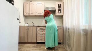 Insatiable redhead mom with fine ass gets anally fucked with her panties on