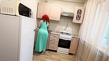 Insatiable redhead mom with fine ass gets anally fucked with her panties on
