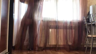 Hairy dude saw his stepmom in sexy black stockings and fucked her in the ass