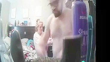 Wife turn on camera laptop in bathroom and catches husband fucks babysitter