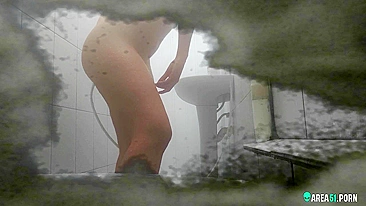 Brother put spy cam in the bathroom and caught sister masturbate with showerhead