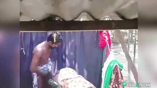 Leaked Desi XXX MMS, Indian boy fucking chubby aunty in outdoor bathroom