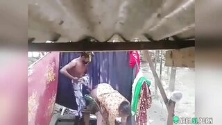 Leaked Desi XXX MMS, Indian boy fucking chubby aunty in outdoor bathroom