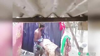 Leaked Desi XXX MMS, Indian boy fucking chubby aunty in outdoor bathroom