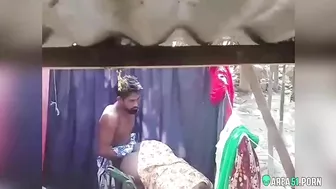 Leaked Desi XXX MMS, Indian boy fucking chubby aunty in outdoor bathroom