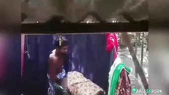 Leaked Desi XXX MMS, Indian boy fucking chubby aunty in outdoor bathroom