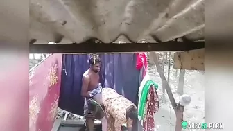 Leaked Desi XXX MMS, Indian boy fucking chubby aunty in outdoor bathroom