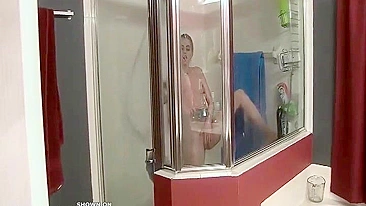 Immodest brother violates his sister in the shower and made dirty vids