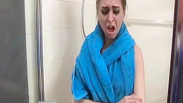 Immodest brother violates his sister in the shower and made dirty vids