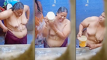 A big tits mature village aunty caught nude bathing on cam,  Desi XXX sex