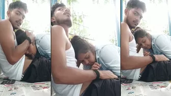 Leaked desi mms: Naughty village college girl gives blowjob outdoor BF