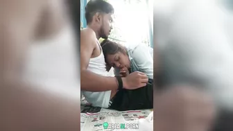 Leaked desi mms: Naughty village college girl gives blowjob outdoor BF