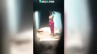 Huge tits village aunty topless bathing caught by spy cam