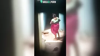 Huge tits village aunty topless bathing caught by spy cam