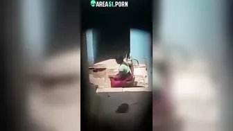 Huge tits village aunty topless bathing caught by spy cam