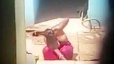 Huge tits village aunty topless bathing caught by spy cam