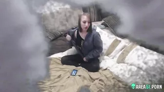 Spy cam inside daughter's room caught her masturbating on couch