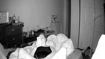 Caught on spy cam, wife masturbate before bed while husband shower