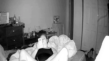 Caught on spy cam, wife masturbate before bed while husband shower